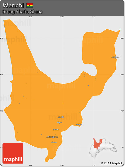 Political Simple Map of Wenchi, single color outside