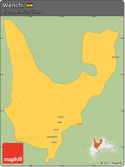Savanna Style Simple Map of Wenchi, single color outside