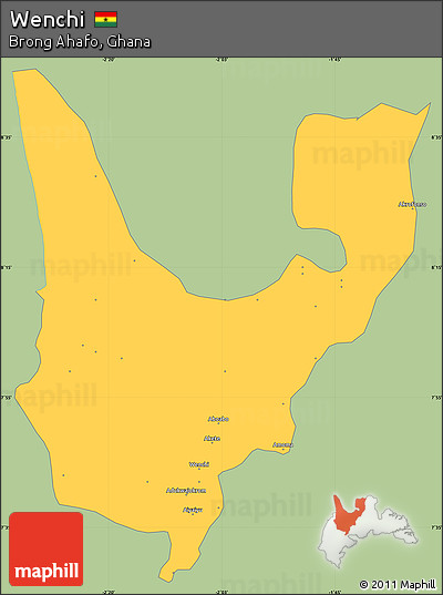 Savanna Style Simple Map of Wenchi, single color outside