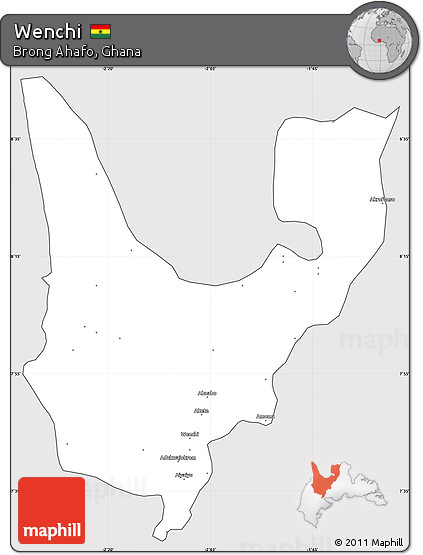 Silver Style Simple Map of Wenchi, cropped outside