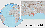 Gray Location Map of Abura, within the entire country