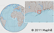 Gray Location Map of Abura, hill shading