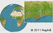Satellite Location Map of Abura, within the entire country