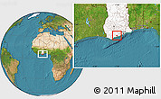 Satellite Location Map of Abura, highlighted country