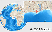 Shaded Relief Location Map of Abura