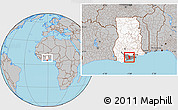 Gray Location Map of Anyan-Breman, highlighted country, highlighted parent region, within the entire country