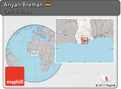 Gray Location Map of Anyan-Breman, highlighted country, highlighted parent region