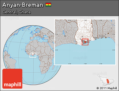 Gray Location Map of Anyan-Breman, highlighted country, highlighted parent region