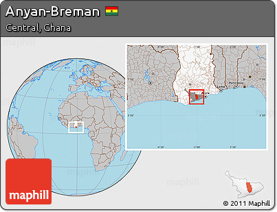 Gray Location Map of Anyan-Breman, highlighted country, highlighted parent region