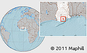 Gray Location Map of Anyan-Breman, highlighted country, hill shading