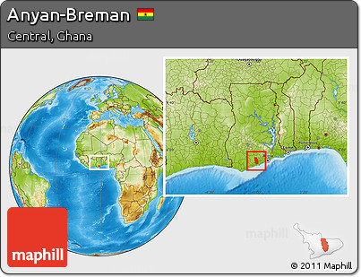 Physical Location Map of Anyan-Breman, within the entire country