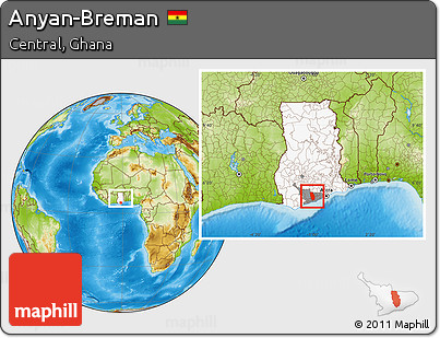 Physical Location Map of Anyan-Breman, highlighted country, highlighted parent region, within the entire country