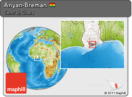 Physical Location Map of Anyan-Breman, highlighted country, highlighted parent region