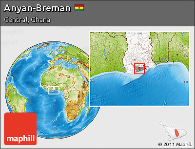 Physical Location Map of Anyan-Breman, highlighted country, highlighted parent region
