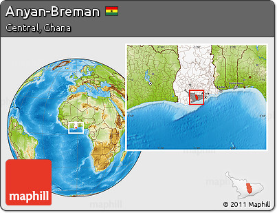 Physical Location Map of Anyan-Breman, highlighted country, highlighted parent region