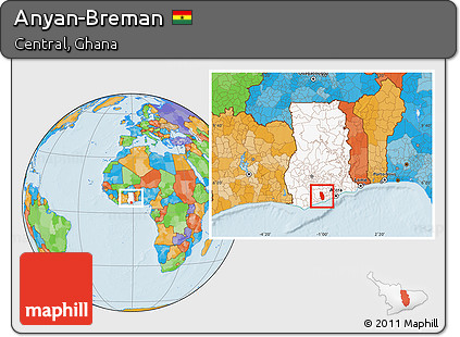 Political Location Map of Anyan-Breman, highlighted country, within the entire country