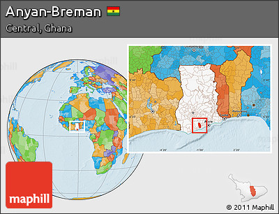 Political Location Map of Anyan-Breman, highlighted country, within the entire country