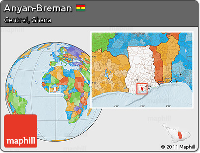 Political Location Map of Anyan-Breman, highlighted country, within the entire country