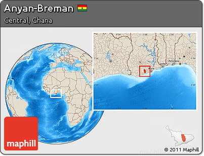 Shaded Relief Location Map of Anyan-Breman