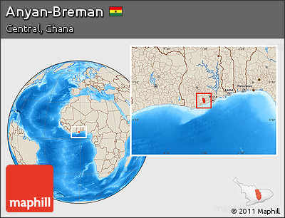 Shaded Relief Location Map of Anyan-Breman