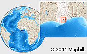 Shaded Relief Location Map of Anyan-Breman, highlighted country