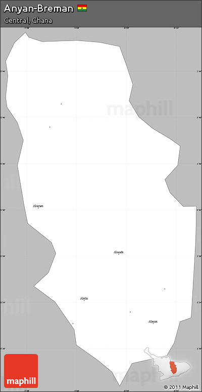 Gray Simple Map of Anyan-Breman, single color outside
