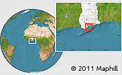 Satellite Location Map of Asebu, highlighted country, highlighted parent region