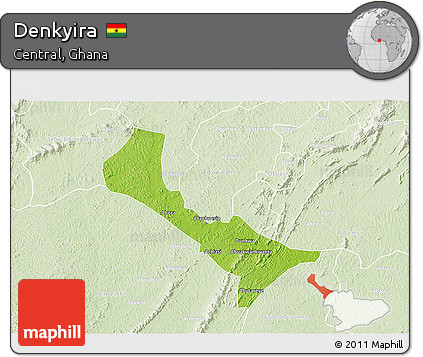Physical 3D Map of Denkyira, lighten