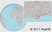 Gray Location Map of Mfantsiman, within the entire country