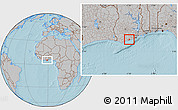 Gray Location Map of Mfantsiman, hill shading