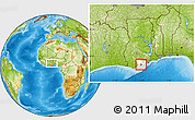 Physical Location Map of Mfantsiman, highlighted parent region, within the entire country