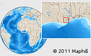 Shaded Relief Location Map of Nyaakrom-Nkum