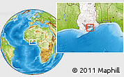 Physical Location Map of Winneba, highlighted country, highlighted parent region