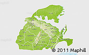 Physical 3D Map of Eastern, single color outside
