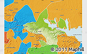 Physical Map of Abefiti, political outside
