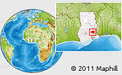 Physical Location Map of Afram, highlighted country, within the entire country