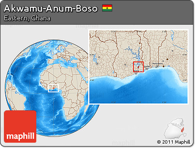 Shaded Relief Location Map of Akwamu-Anum-Boso