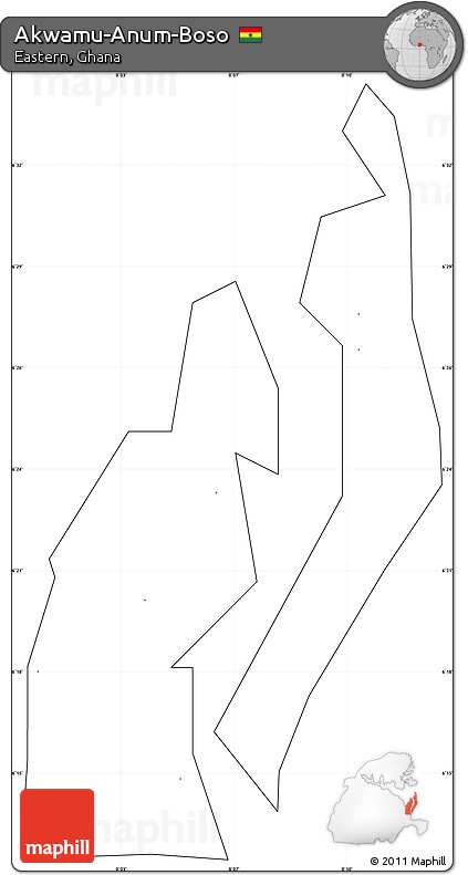Blank Simple Map of Akwamu-Anum-Boso, cropped outside, no labels