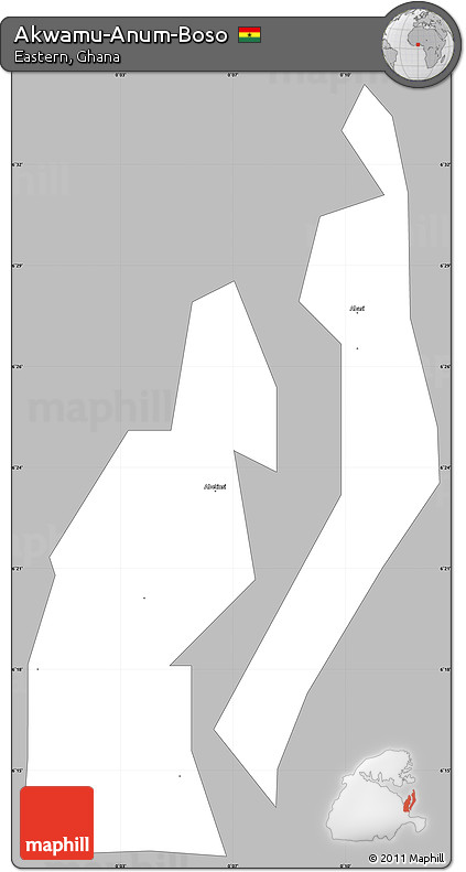 Gray Simple Map of Akwamu-Anum-Boso, single color outside