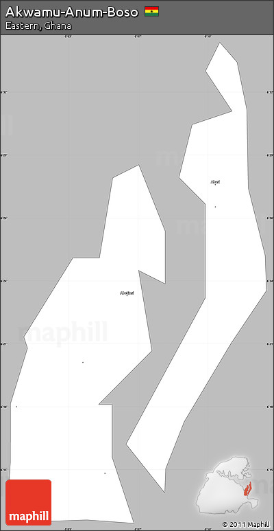 Gray Simple Map of Akwamu-Anum-Boso, single color outside