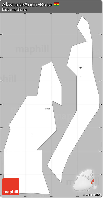 Gray Simple Map of Akwamu-Anum-Boso, single color outside