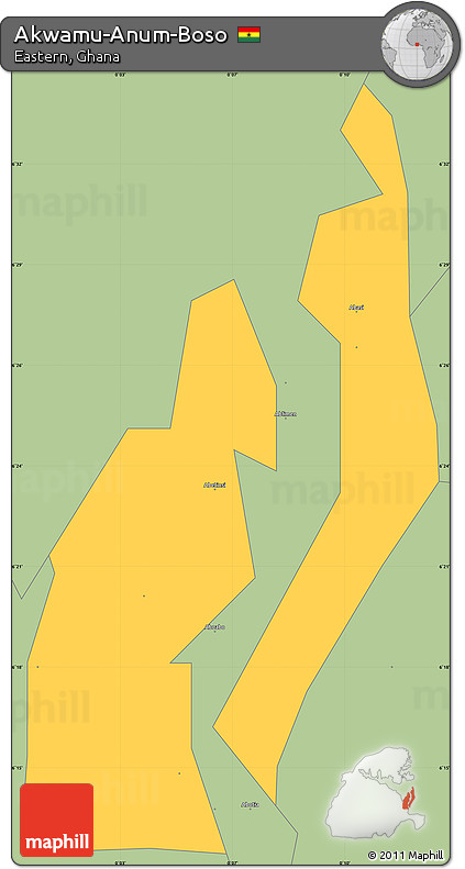 Savanna Style Simple Map of Akwamu-Anum-Boso