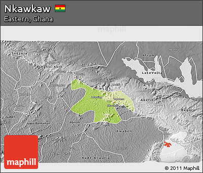 Physical 3D Map of Nkawkaw, desaturated