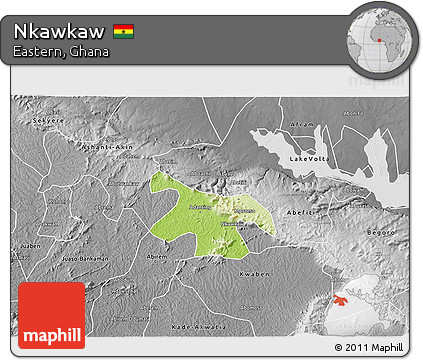 Physical 3D Map of Nkawkaw, desaturated