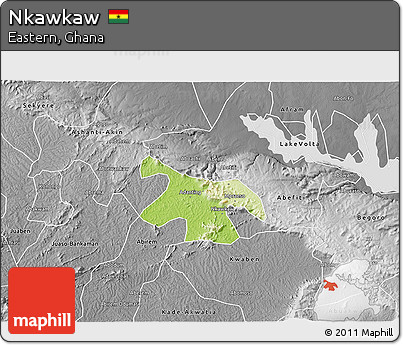 Physical 3D Map of Nkawkaw, desaturated