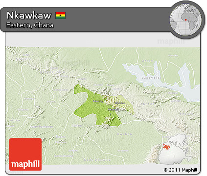Physical 3D Map of Nkawkaw, lighten