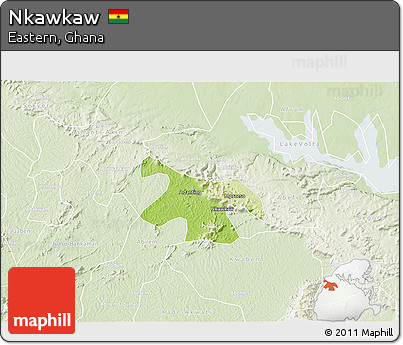 Physical 3D Map of Nkawkaw, lighten
