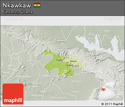 Physical 3D Map of Nkawkaw, lighten, semi-desaturated