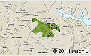 Satellite 3D Map of Nkawkaw, shaded relief outside