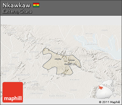 Shaded Relief 3D Map of Nkawkaw, lighten